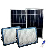 081 Store - 2 pezzi faro led esterno con pannello solare 400w 6000k Bianco IP67 impermeabile pannello solare con telecomando