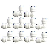 10 PCS 1/4" x 1/4" tubo od 1/4"OD Hose Connessione rapida 1/4" Pipe Elbow Union Connector RO Water Reverse Osmosis ...