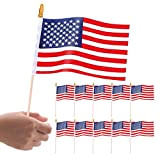 10 pezzi di piccole bandiere americane su stick - Bandiere portatili USA piccole,Decorazioni patriottiche perfette, bandiera resistente agli strappi con ...