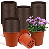 100 vasi per piante in plastica morbida, rotondi, con fori di drenaggio, in plastica, per piante, vasi per piante in ...