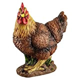 1PLUS, statuetta da giardino in poliresina a forma di gallina marrone, decorazione da giardino in resina