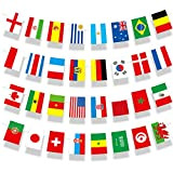 2022 Bandiere del Mondo Stendardo, Bandiere Nazionali Rettangolari di 32 Paesi Diversi, Bandiere Internazionali Bunting Appendere Decorazioni per Esterni, Bar, ...