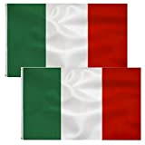 2pcs Bandiera Italiana 90 x 150 cm-Bandiera Italia Poliestere Metallo Occhielli all'aperto Bandiera dell'Italia Colore vivido e Adatto per uso ...