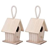 2PCS Birdhouse Casetta per uccelli in legno Scatola di nidificazione appesa per accessori decorativi da giardino all'aperto
