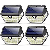 【4 Pezzi】Luce Solare Led Esterno, VOO Faretti Solari a 150 LED da Esterno con Sensore di Movimento, 270ºIlluminazione IP65 Impermeabile,3 ...