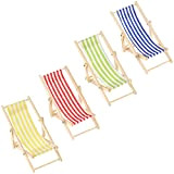 4 Pezzi Mini Sedie a Sdraio Sedia da Spiaggia Pieghevole in Legno 1:12 per Mobili per Case delle Bambole Mobili ...