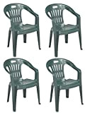 4 Pz Poltrona sedia Piona in dura resina di plastica verde impilabile con braccioli per casa giardino bar sagra campeggio