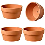 4 vasi in terracotta da 14 x 7,1 cm, con foro di drenaggio, vasi da fiori in terracotta per esterni, ...