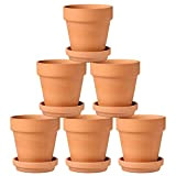 6 vasi piccoli in terracotta da 13 x 13 cm con sottovasi, vasi da fiori in argilla, con foro di ...