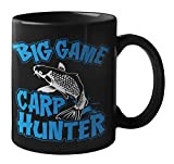 6TN - Tazza da pesca alla carpa, motivo: Big Game Carp Hunter - tazza nera