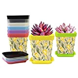 8 vasi da fiori in plastica per interni, mini vasi da fiori con contenitori per pallet, tulipani gialli