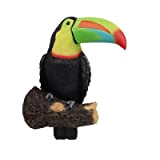 Acebwhtoy Figurina di tucano in resina su moncone, Simulazione statua di tucano dal becco grande, vernice colorata uccelli finti ornamenti ...