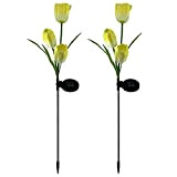 æ— Luci da giardino solari per esterni, 2 luci decorative a energia solare con 3 tulipani fiore, luci impermeabili per ...
