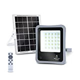 Aigostar - Faretto solare LED per esterni con telecomando da 30W, luce bianca 6500k. Faretto solare crepuscolare con funzione timer, ...