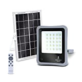 Aigostar - Faretto solare LED per esterni con telecomando da 50W, luce bianca 6500k. Faretto solare crepuscolare con funzione timer, ...