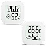Ainiv Igrometro Termometro Digitale, 2 Pezzi Mini Igrometro Termometro con Emoji per Interni, Termometro Ambiente LCD, Monitor di Temperatura e ...