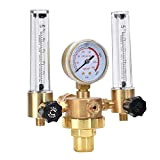 Air Regulator Gas Regulator Dual Tube Argon Regulator Flowmeter Gas Pressure Reducer G5/8 Male Thread for Welding