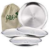 AllEco® - Set di 4 piatti da campeggio in acciaio inox, diametro 20 cm, set di stoviglie da picnic e ...