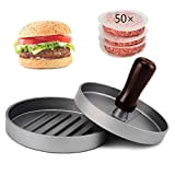 Allezola, pressa per hamburger, stampo antiaderente per hamburger, per grigliate e barbecue, hamburger succosi ideali per barbecue (Argento)