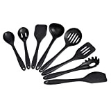 AmazonCommercial - Set di utensili da cucina in silicone antiaderente resistente al calore, set da 8, nero