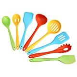 AmazonCommercial - Set di utensili da cucina in silicone antiaderente resistente al calore, set da 8, multicolore