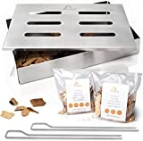 AMAZY Affumicatore Box in Acciaio Inox con 2 spiedini per Grill e 2 Tipi di Chips Diverse - Affumicatore Barbecue ...