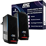 AMZ BRAND Repellente per Animali Infestanti ad Ultrasuoni - Pacco da 2, Repellente per Topi, 3 modalità, Dispositivo Anti Parassiti ...