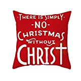 ANAZOZ Set Federa Cuscino 40x40,Federa Poliestere Cuscino,There IS Simply No Christmas Without Christ Phrase Printed Federa Rosso Bianco