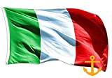 Andrà Tutto Bene Bandiera Italia 5 * 3ft 90x150cm Tricolore Azzurri Nazionale Tessuto Resistente allo sbandieramento Italy Flag (Tessuto Nautico)