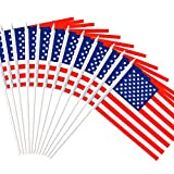 Anley Bandiera USA Stick, American US 5x8 Pollici (12 X 20 cm) Mini Bandiera Portatile con Asta Solida Bianca da ...