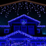 ANSIO® Luci Natale Esterno Cascata 7.5m 220 LED Luci di Natale Luminose Blu Luci Natalizie da Esterno/Interno Ideale per Mantello, ...