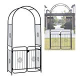 Arco Sostegno per Rampicanti con Porta, Arco per Rose in Metallo, Arco Pergolato da Giardino, Resistente, 220x100x50cm Decorazione da Giardino