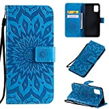 Artfeel Pelle Portafoglio Custodia per Samsung Galaxy A51,Flip Magnetica Blu Cover Sbalzato Girasole Modello Libro Stile con Carta Slot Cinturino ...