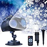 ASCOZY Proiettore Luci Natale,Impermeabile IP65 Caduta Della Neve Proiettore con Telecomando, Proiettore Luci Fiocchi di Neve LED per Natale, San ...