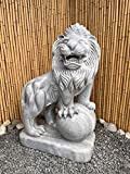 Asien Lifestyle Statua di leone, da giardino, in marmo, da giardino, per esterni, colore bianco, decorazione da giardino, 1 m