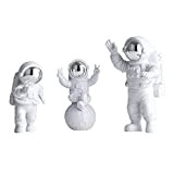 AUTUUCKEE Astronauta Desktop Ornaments Spaceman Figura Giocattolo Cake Topper Da Tavolo Ornamento per Bambini Spazio Partito Regalo Decor 3pcs (Argento)