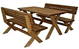 AVANTI TRENDSTORE - Classic - Set da giardino, composto da 1 tavolo e 2 panche in legno di pino massiccio ...