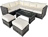 AVANTI TRENDSTORE - Lunata - Set di mobili lounge da giardino, composto da 1 divano ad angolo, 2 sgabelli e ...