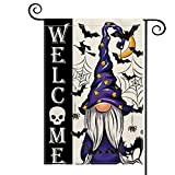 AVOIN colorlife Bandiera da giardino di benvenuto di Halloween, piccola doppia faccia, gnomo, mago, pipistrello, festa, cortile, decorazione per esterni, ...
