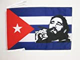 AZ FLAG Bandiera Cuba con Fidel Castro 45x30cm - BANDIERINA Cubana 30 x 45 cm cordicelle