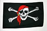 AZ FLAG Bandiera Pirata con Bandana Rosso 150x90cm - Gran Bandiera dei Pirati – Teschio 90 x 150 cm Poliestere ...
