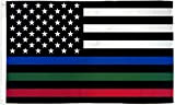 AZ FLAG Bandiera Stati Uniti Thin Blue Red Green Line 150x90cm - Bandiera Americana Linea 90 x 150 cm