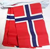 AZ FLAG Ghirlanda 4 Metri 20 Bandiere Norvegia 15x10cm - Bandiera Norvegese 10 x 15 cm - Festone BANDIERINE