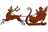 Babbo Natale su slitta, decorazione da giardino, in metallo, decorazione da giardino, decorazione natalizia arrugginita