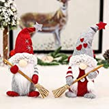 Balight 2 pezzi di peluche di gnomi di Natale con scopa, peluche di Mr e Mrs Gnome, figurine di gnomi ...