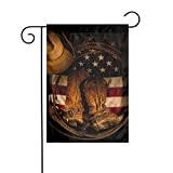 Bandiera americana con stivali da cowboy decorazione cortile bandiera del giardino:: bandiere decorative, principalmente per patio, giardini, vasi di fiori, ...