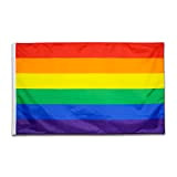 Bandiera Arcobaleno 90X150cm Bandiera Arcobaleno Gay Orgoglio LGBT Pride Flag Rainbow Colorata Bandiera Resistente alle Intemperie con 2 Occhielli in ...