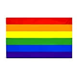 Bandiera Arcobaleno, Rainbow Flag, LGBT Gay Pride, Double Stitched, Resistente Durevole Intemperie, Bandiera Arcobaleno del Gay Pride Banner Poliestere, 150x90cm