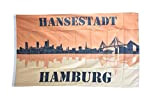 Bandiera/Bandiera Hanse Città Amburgo Skyline + GRATIS Sticker, bandiera fritze®, Hissflagge 90 x 150 cm