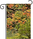 Bandiera Decorativa Autunno Caduta Foglie Natura Paesaggio Stagionale Golden Maple Tree Lake River Bandiera da Cortile Doppio Lato Durevole Bandiera ...